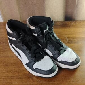 Puma Black and White High-Top Sneakers